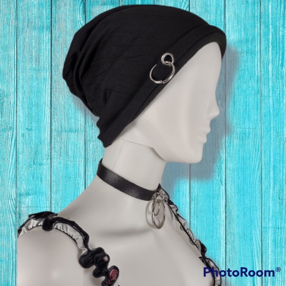 Slouch beanie hat with o-ring detail - Picture 4 of 15